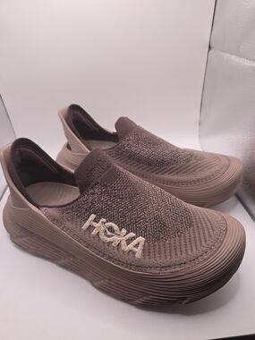 Hoka Slip-On Knit Sneakers in Mauve Taupe